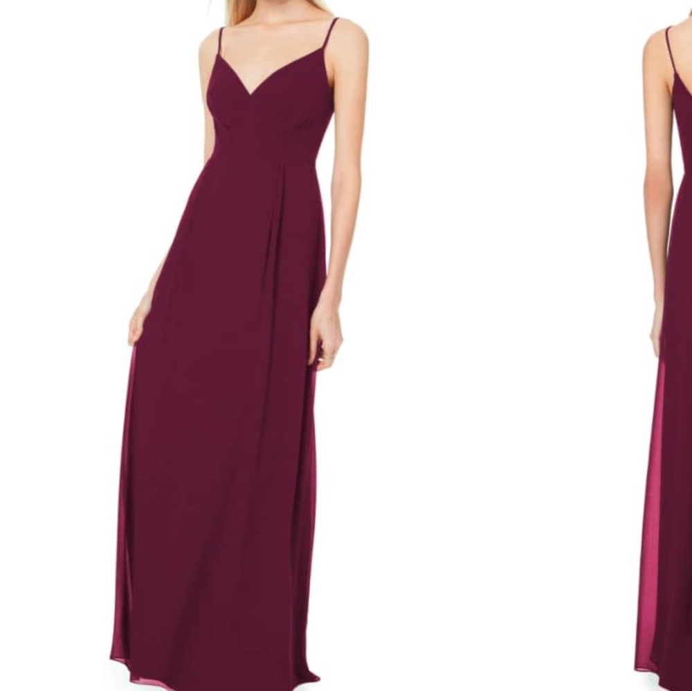 Bill Levkoff pleated bodice gown in Wine color